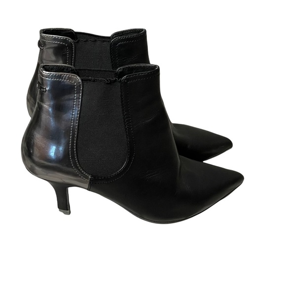 Diesel Black Leather Chelsea Ankle Boots US 6 Drinky Party Kitten Heel Metallic - Picture 1 of 11